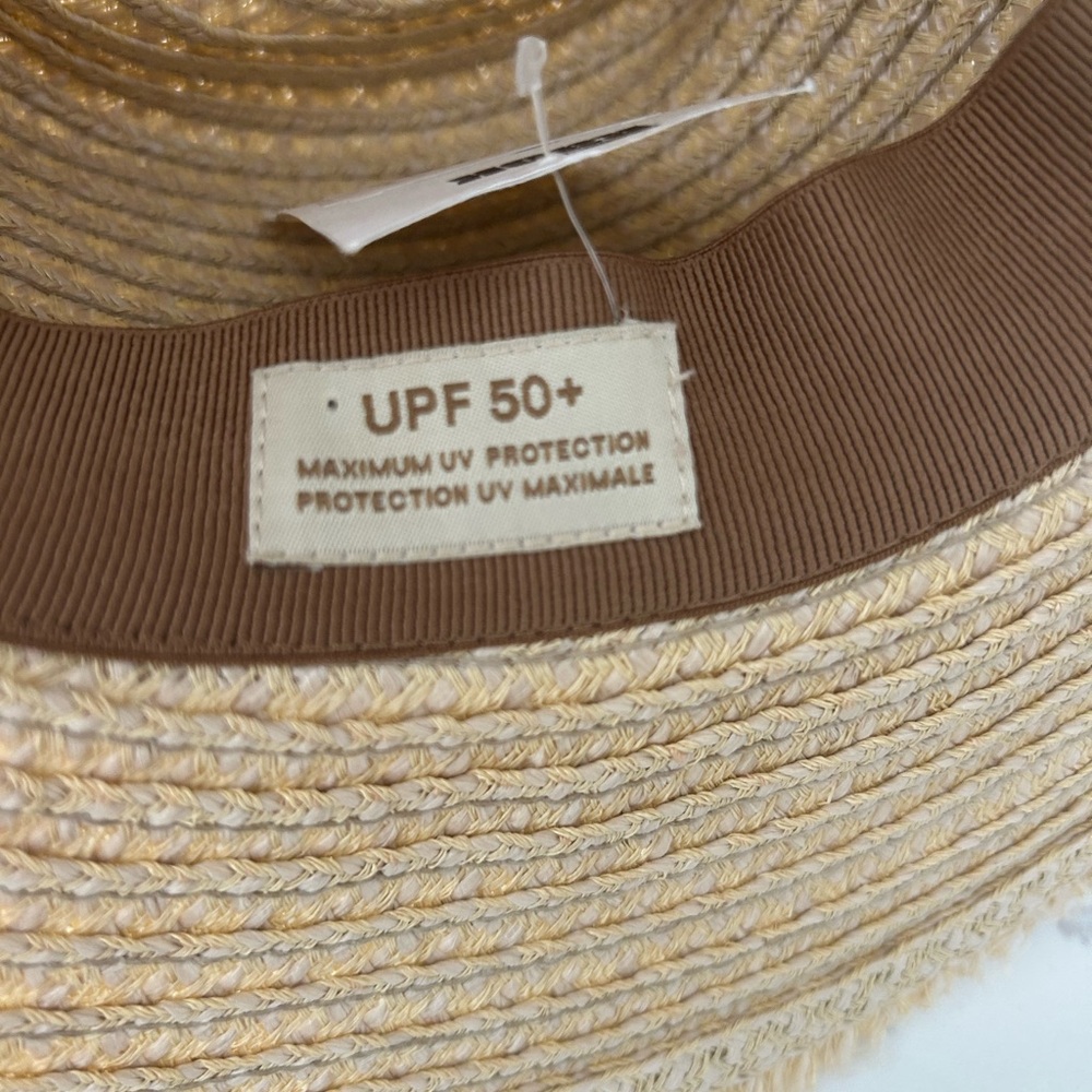 Eric Javits Beige Straw Hat with Brown Band - Picture 3 of 4